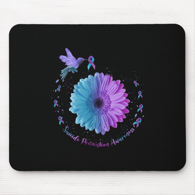 Hummingbird Sunflower Suicide Prevention Awareness Mouse Mat (Front)