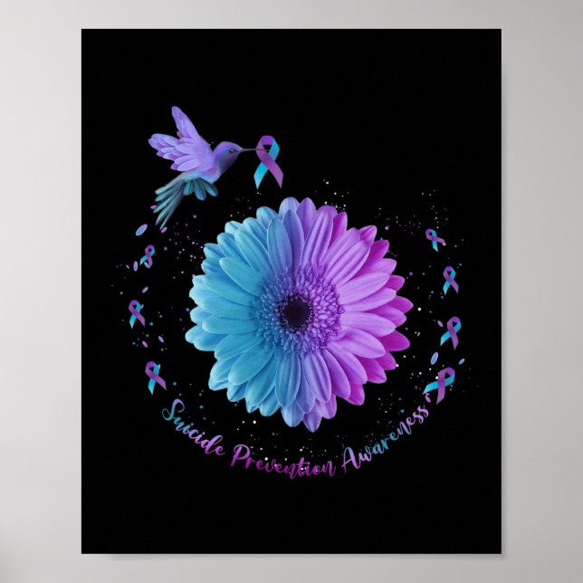 Hummingbird Sunflower Suicide Prevention Awareness Poster (Front)