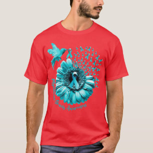 Hummingbird Sunflower Teal Myasthenia Gravis Aware T-Shirt