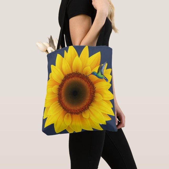 Hummingbird & Sunflower Tote Bag (Close Up)