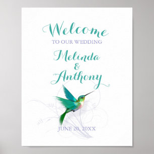 Hummingbird Swirl Wedding Poster
