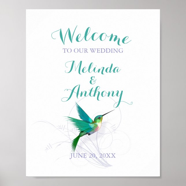 Hummingbird Swirl Wedding Poster (Front)