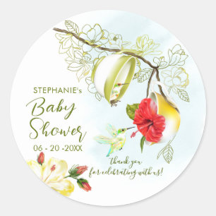 Hummingbird Tea Party Baby Shower Classic Round Sticker