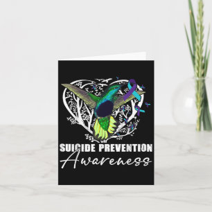 Hummingbird Teal Purple Ribbon Suicide Prevention Card