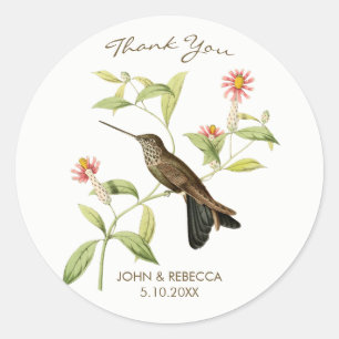 Hummingbird thank you favor bridal shower sticker