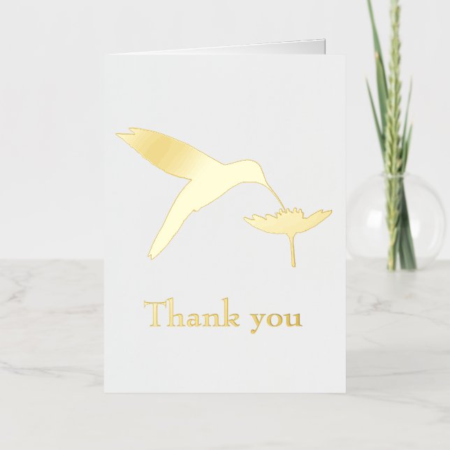 Hummingbird Thank you Foil Greeting Card (Front)