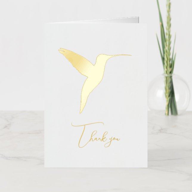 Hummingbird Thank you Foil Greeting Card (Front)