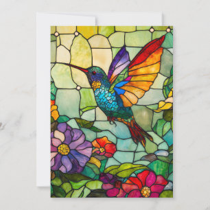 Hummingbird Tiffany-Style Window Holiday Card