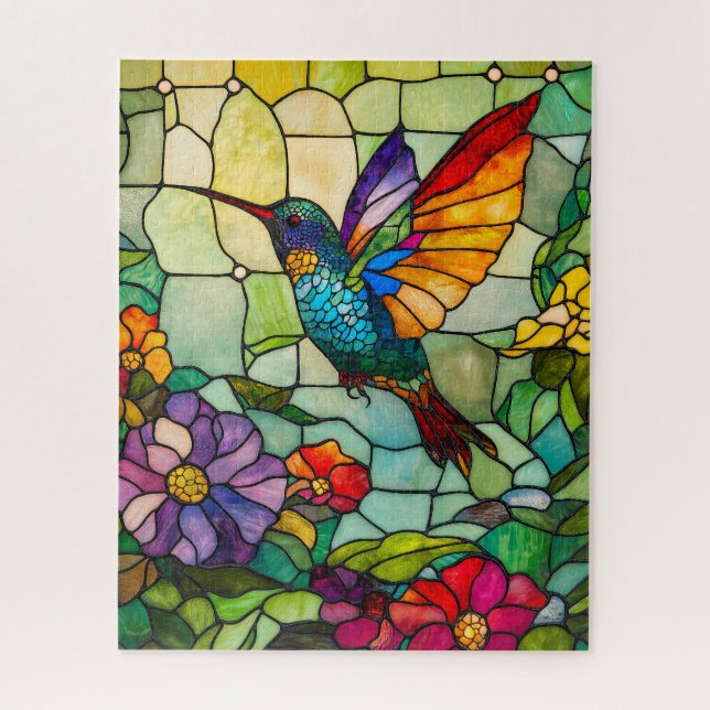 Hummingbird Tiffany-Style Window Jigsaw Puzzle (Vertical)