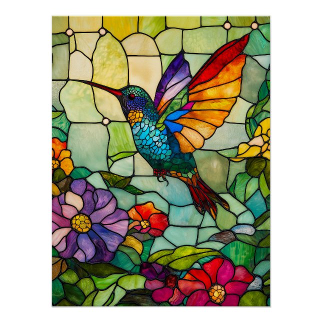 Hummingbird Tiffany-Style Window Poster (Front)