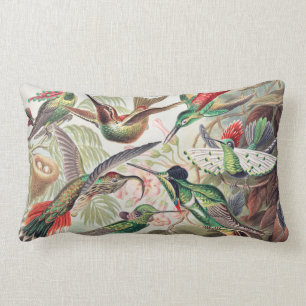 Hummingbird, Trochilidae Kolibris by Ernst Haeckel Lumbar Cushion