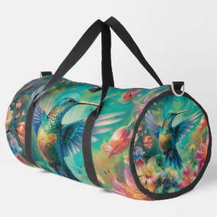 Hummingbird Tropical Flowers Duffle Bag