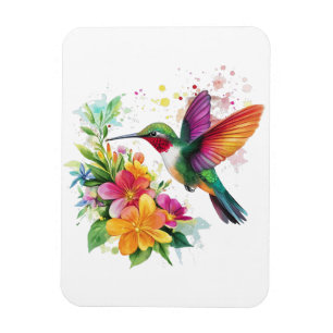 Hummingbird Tropical Flowers Magnet