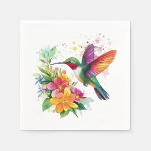 Hummingbird Tropical Flowers Napkin