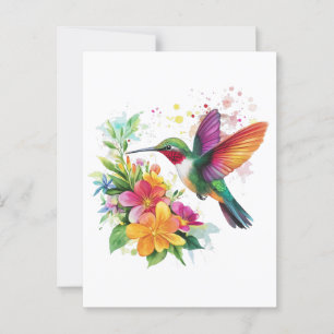 Hummingbird Tropical Flowers Postcard