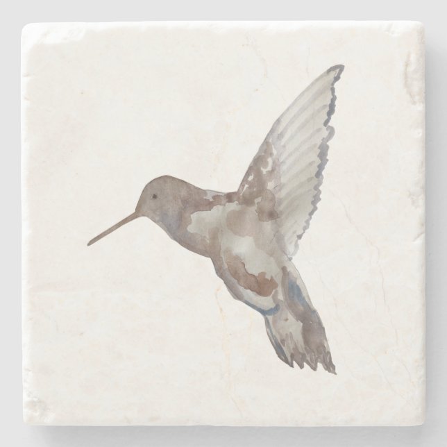 Hummingbird Tropical Nature Painting Coastal Decor Stone Coaster (Front)