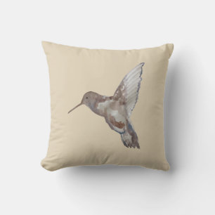Hummingbird Tropical Painting Neutral Pillow