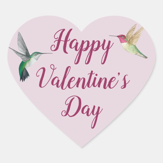 Hummingbird Valentine's Day   Heart Sticker (Front)