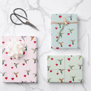 Hummingbird Valentine's Wrapping Paper Sheet