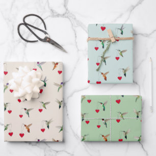 Hummingbird Valentine's Wrapping Paper Sheet