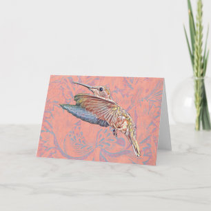 Hummingbird Vintage Style Art Note Card