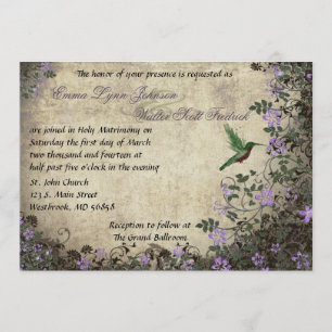 Hummingbird Vintage Wedding Invitation