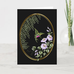 Hummingbird w/Flowers 3 Blank Greeting Card
