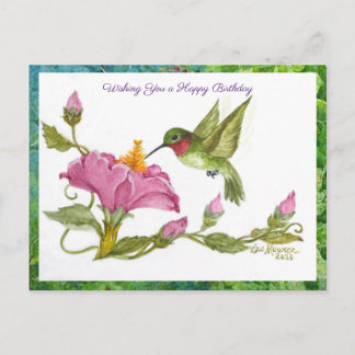 Hummingbird w Vining Blossoms Postcard
