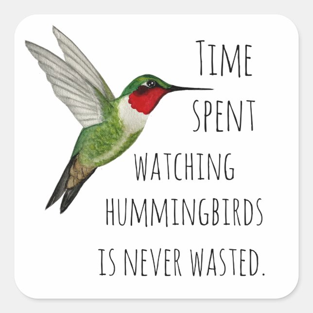 Hummingbird watching square sticker (Front)