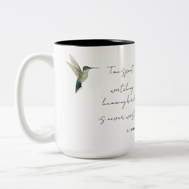 Hummingbird watching Two-Tone coffee mug (Left)
