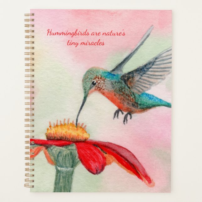 Hummingbird watercolor art planner (Front)
