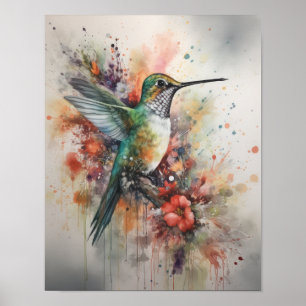 Hummingbird Watercolor Art Print Poster