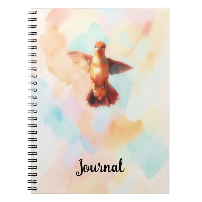 Hummingbird Watercolor Bird Art Personalise Notebook (Front)