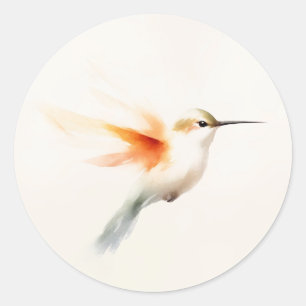 Hummingbird Watercolor Classic Round Sticker