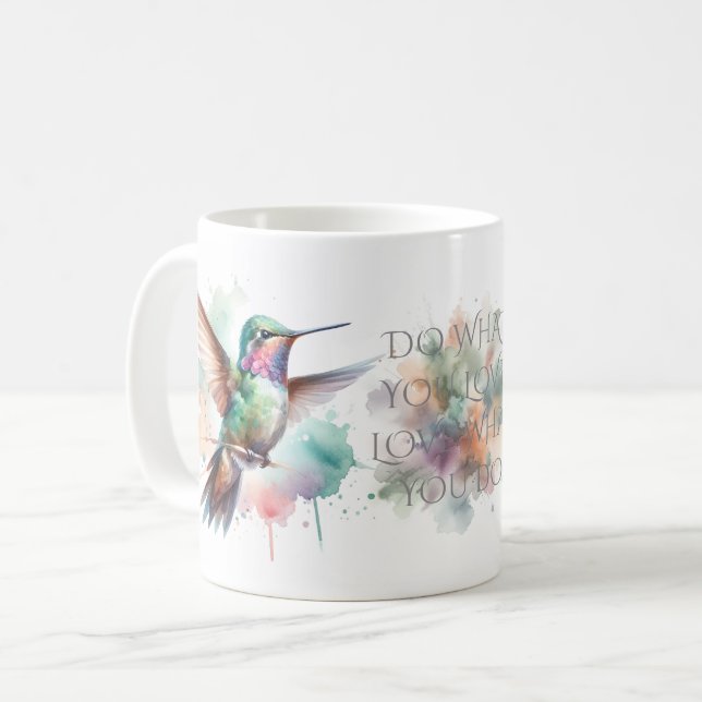Hummingbird Watercolor Coffee Mug (Front Left)