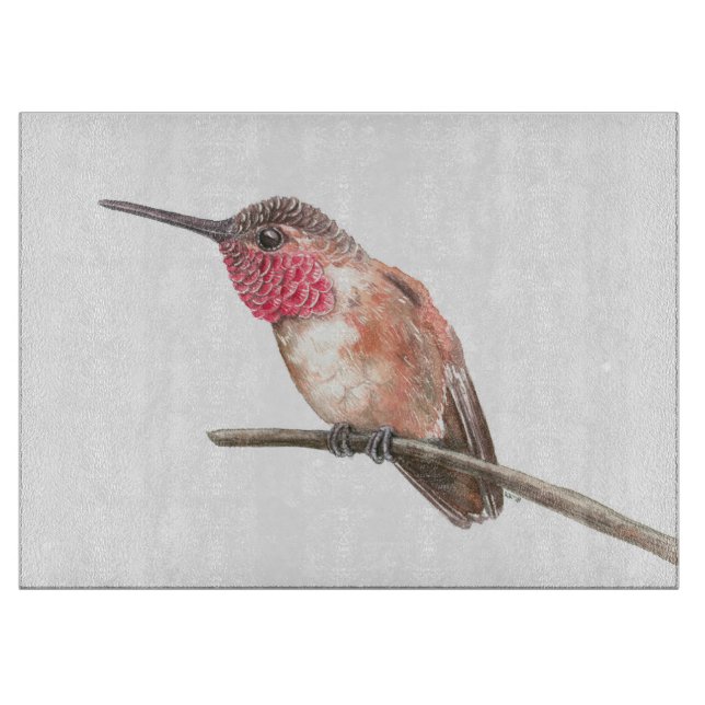 Hummingbird watercolor cutting board (Front)
