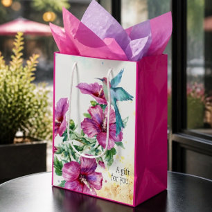 Hummingbird Watercolor Gift Bag (Medium)