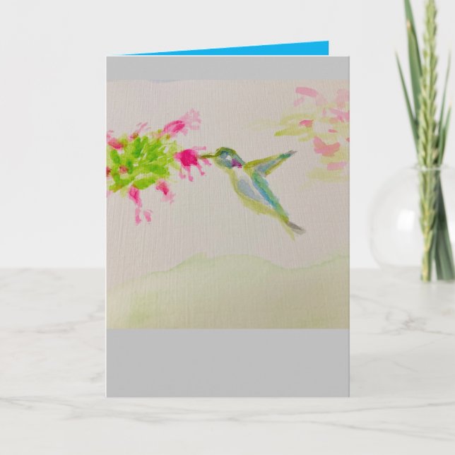Hummingbird watercolor Happy Birthday2025 message  Card (Front)