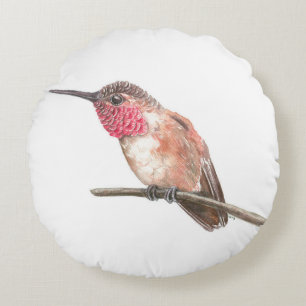 Hummingbird watercolor round cushion