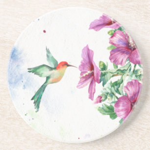 Hummingbird Watercolor Sandstone Coaster