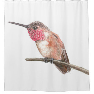 Hummingbird watercolor shower curtain