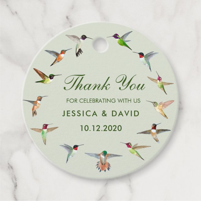 Hummingbird Wedding Favour Tags (Front)