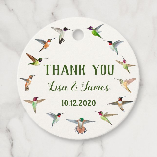 Hummingbird Wedding Favour Tags (Front)