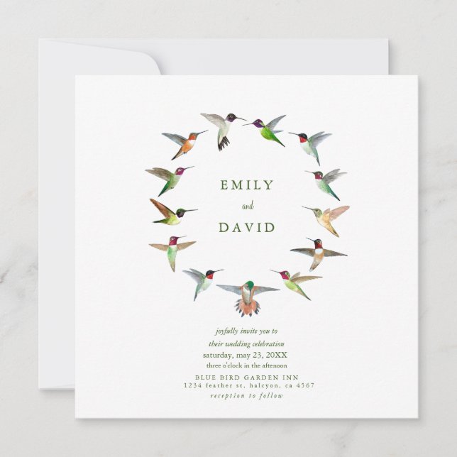 Hummingbird Wedding Invitation (Front)
