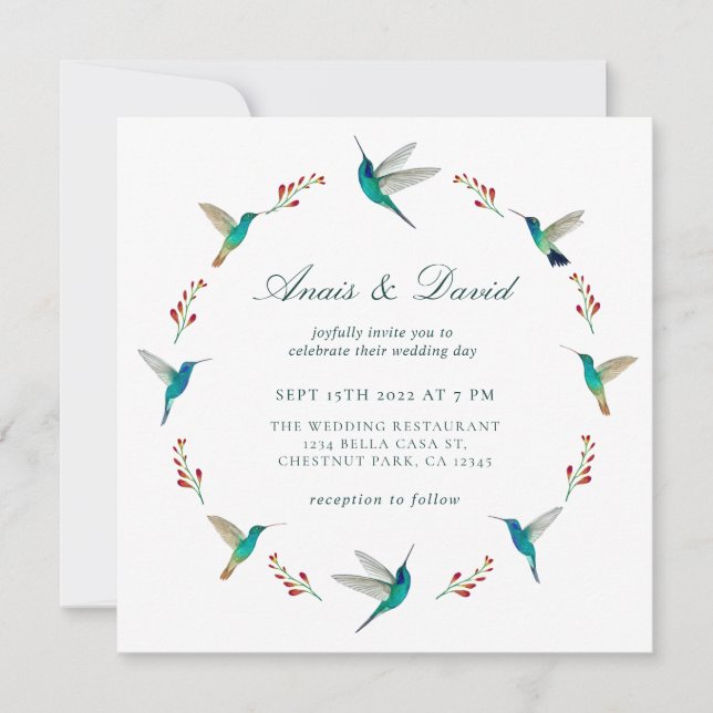Hummingbird Wedding Invitation (Front)