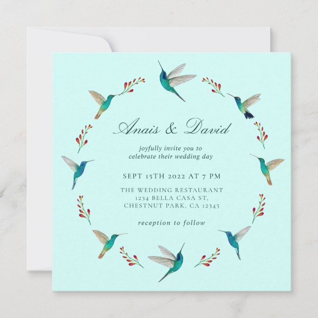 Hummingbird Wedding Invitation (Front)