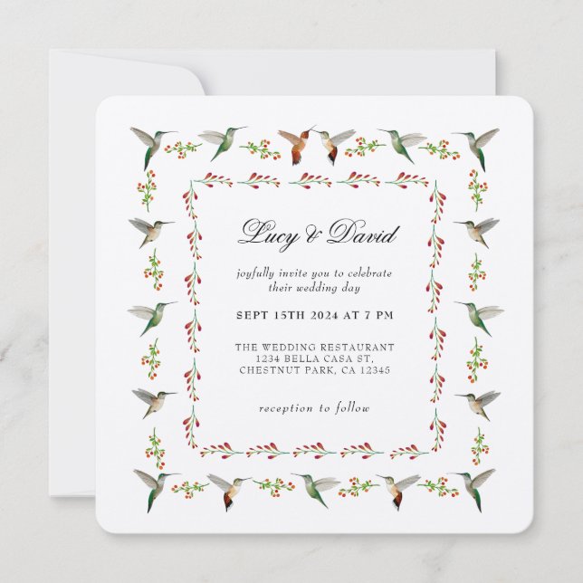 Hummingbird Wedding Invitation (Front)