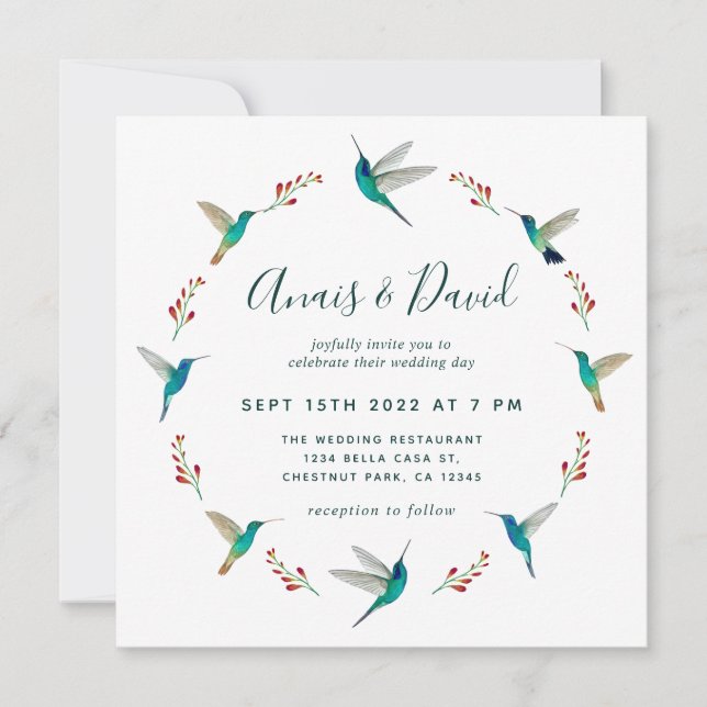 Hummingbird Wedding Invitation (Front)