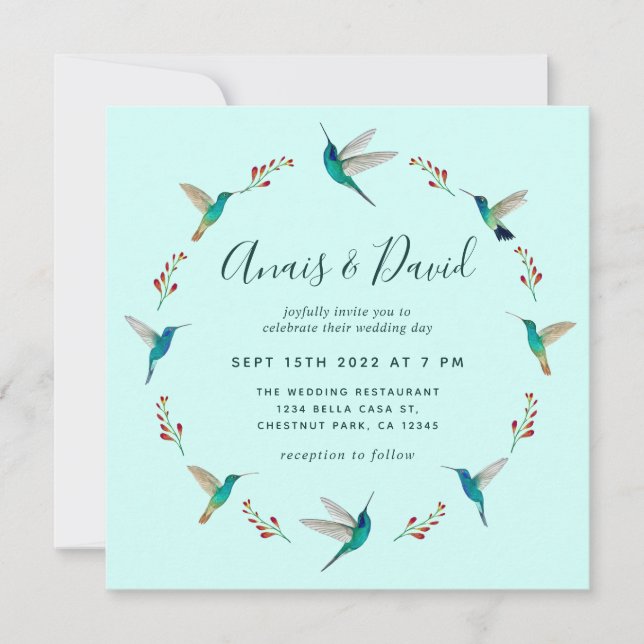 Hummingbird Wedding Invitation (Front)