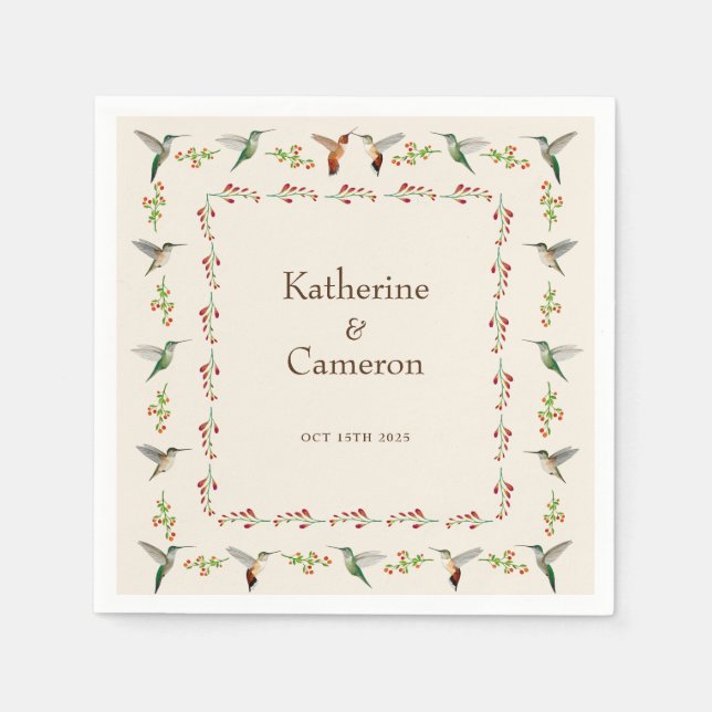 Hummingbird Wedding Napkin (Front)